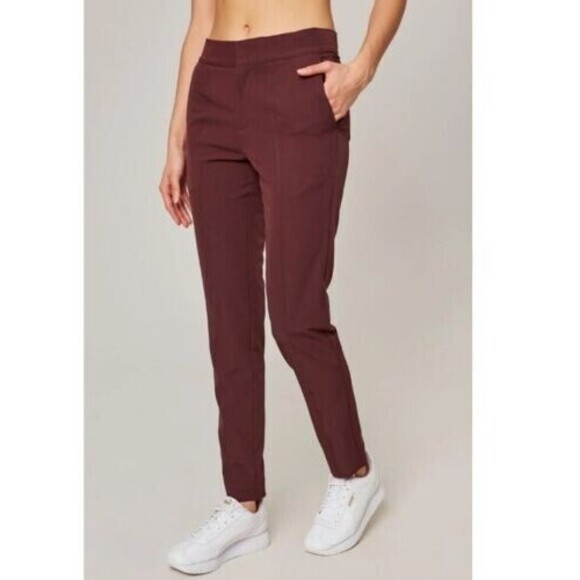 Mondetta Womens Lined Tailored Pant High-Rise Comfort Stretch Brown (Wine) Sz 4 - Picture 1 of 4